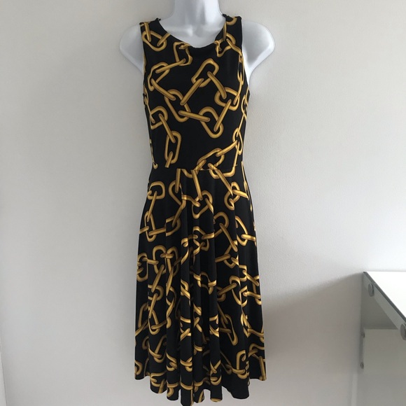 Isaac Mizrahi Gold Chain Black Fit and Flare Dress - Picture 3 of 16